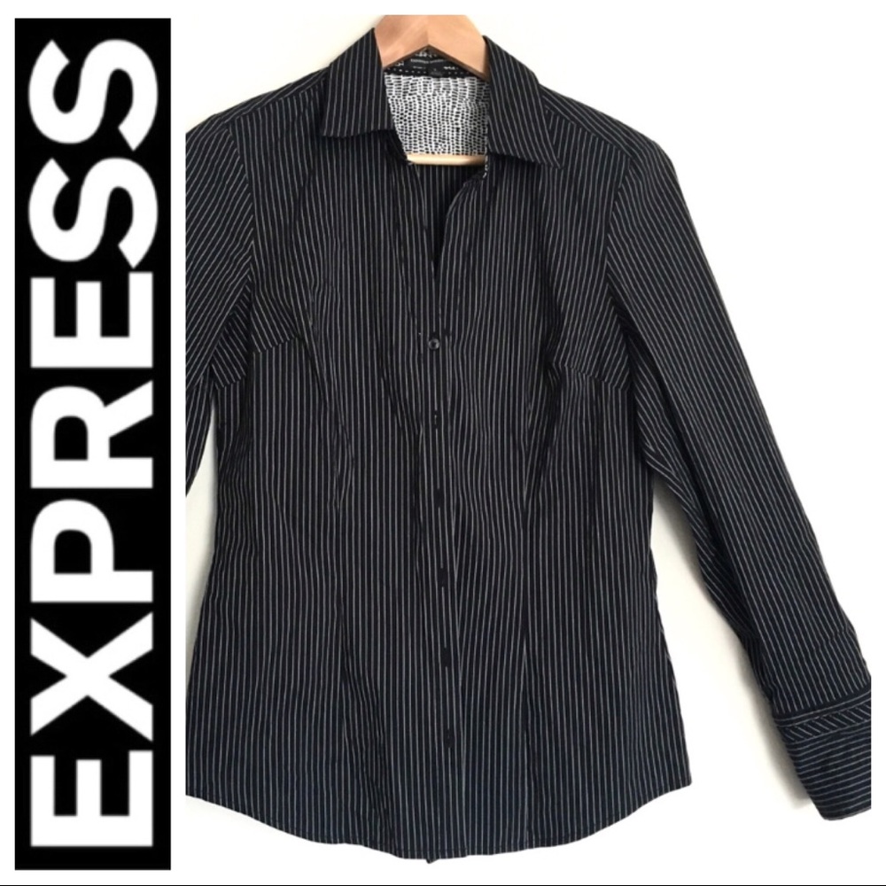 Express Design Studio Striped Button Down Shirt - image 1